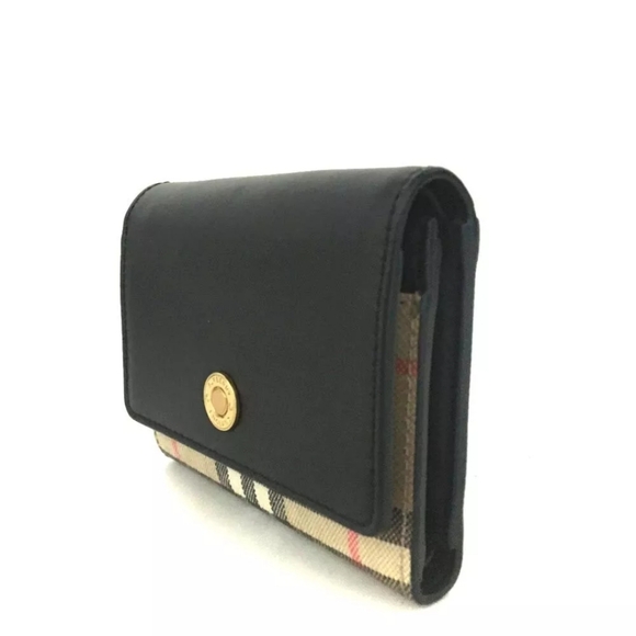 BURBERRY Nova Check Canvas Leather Trifold Wallet - Picture 3 of 8